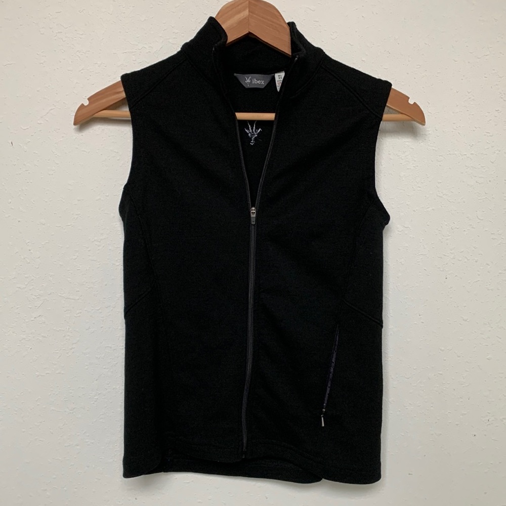Black Ibex Wool Vest, XS